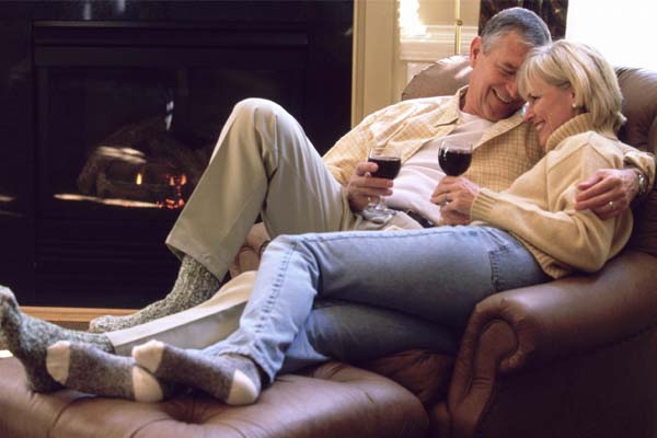 Couple relaxing with wine